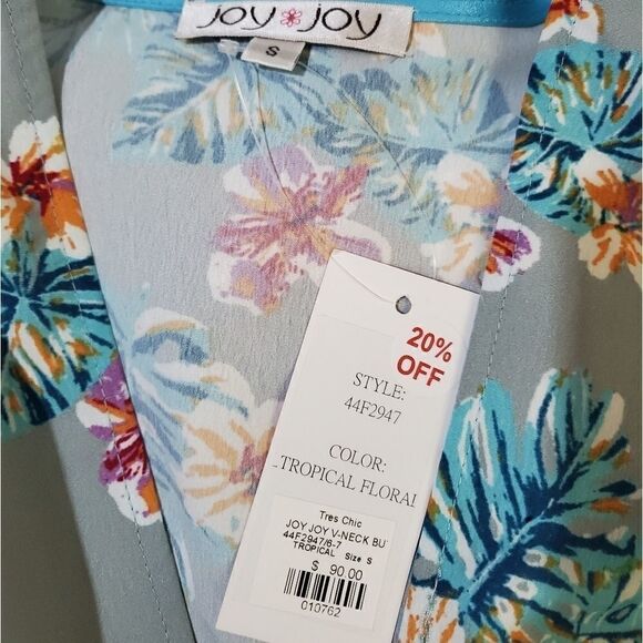 Joy joy floral ruffle blouse NWT sz s - Picture 7 of 8